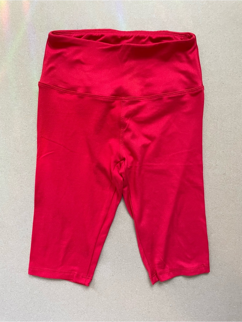 High-Waist Red Biker Shorts